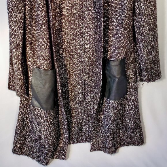 Womens Black and White Knit Long Cardigan - Picture 5 of 5